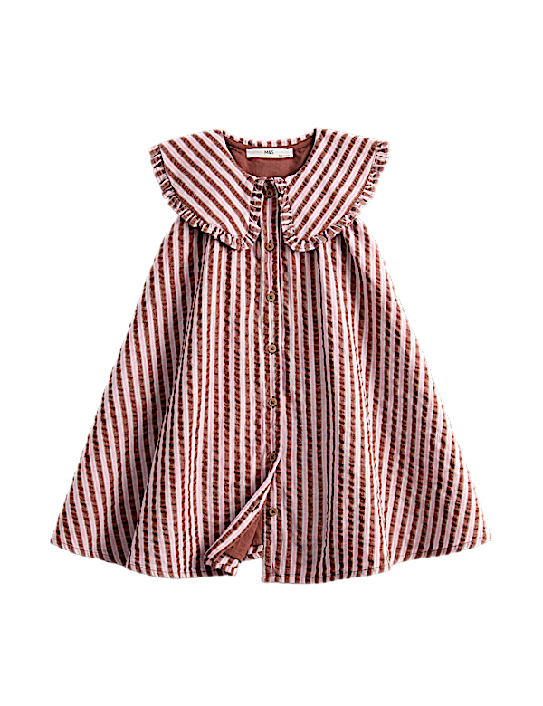 Pure Cotton Stripe Collared Dress (2-8 Yrs)