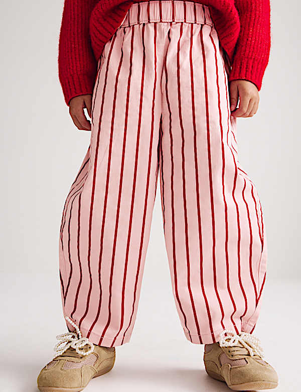 Cotton Rich Woven Striped Balloon Trousers (2-8 Yrs) - KG