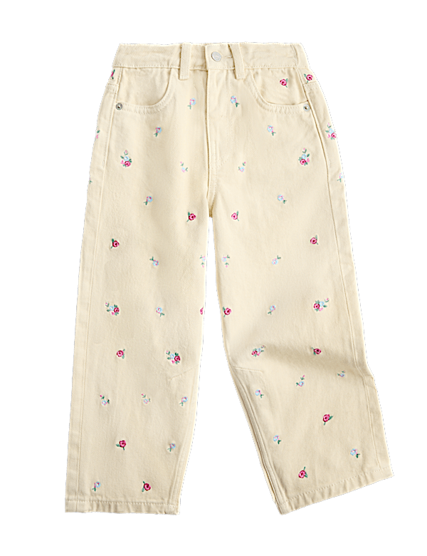 Barrel Denim Embroidered Jeans (2-8 Yrs)