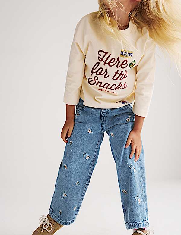 Floral Embroidered Denim Jeans (2-8 Yrs) - LU