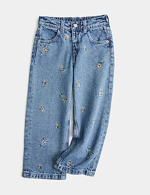 Floral Embroidered Denim Jeans (2-8 Yrs) - LU