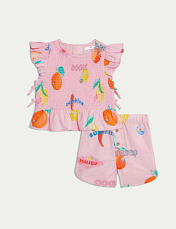 Σύνολο με σχέδιο φρούτα και υψηλή περιεκτικότητα σε βαμβάκι (2-16 ετών), σετ των 2 - GR