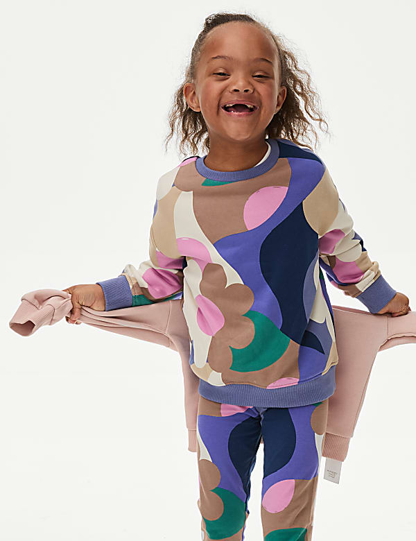 Katoenrijke sweater met abstracte print (2-8 jaar) - NL