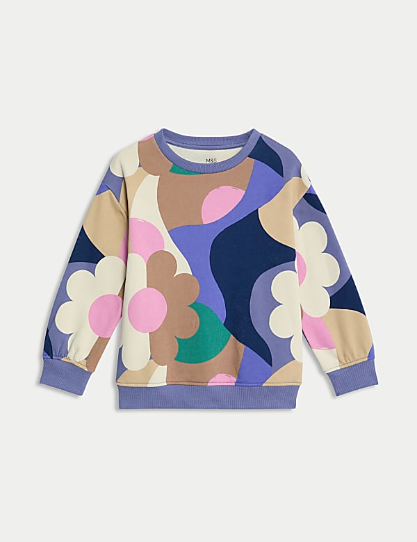 Katoenrijke sweater met abstracte print (2-8 jaar) - NL