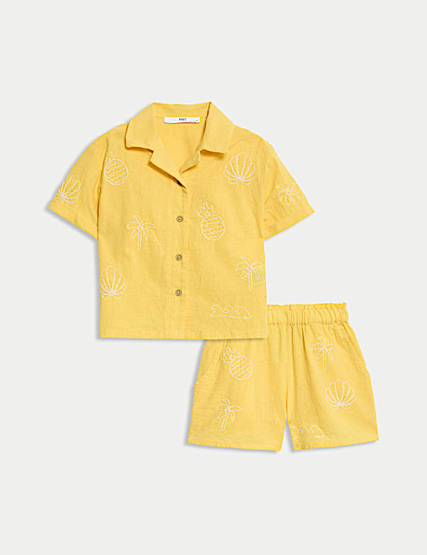 2pc Cotton Rich Embroidery Top & Bottom Outfit (2-8 Yrs) - KR