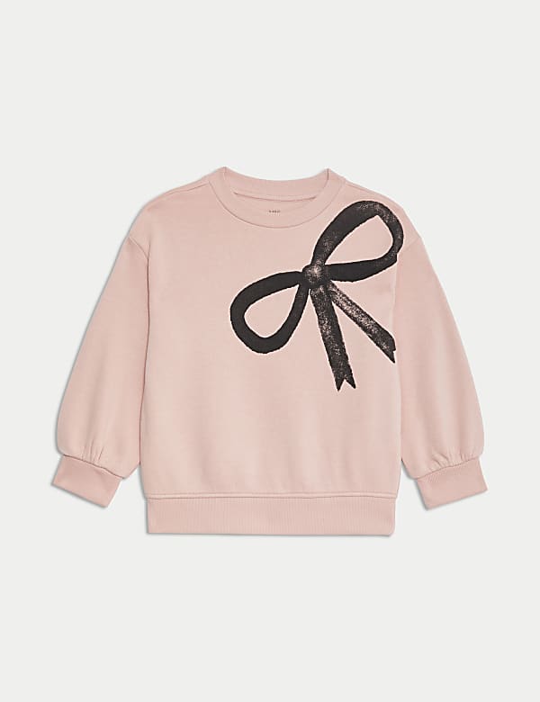 Cotton Rich Bow Sweatshirt (2-8 Yrs) - MX
