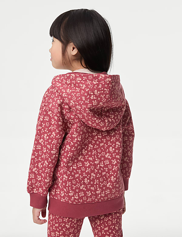 Cotton Rich Floral Zip Hoodie (2-8 Yrs)