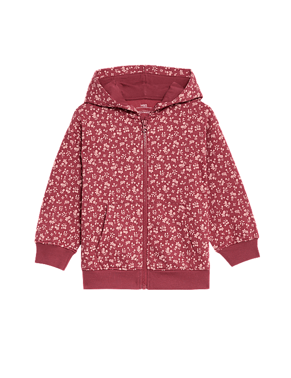 Cotton Rich Floral Zip Hoodie (2-8 Yrs)