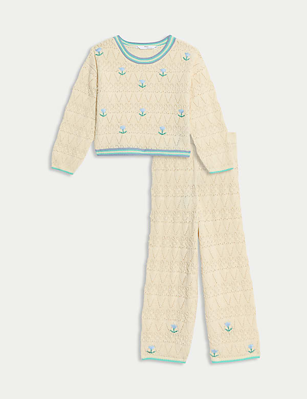 2-tlg. Strick-Outfit aus Oberteil und Hose aus reiner Baumwolle (2&ndash;8&nbsp;J.) - AT