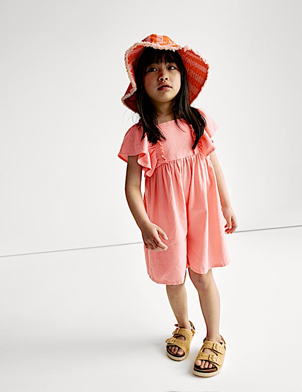 Linen Rich Frill Sleeve Playsuit (2-8 Yrs)