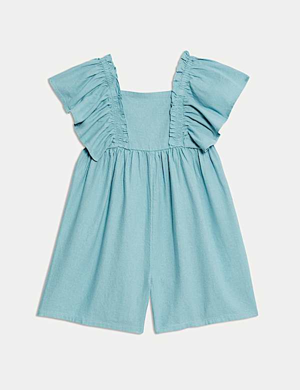 Linen Rich Frill Sleeve Playsuit (2-8 Yrs) - HK