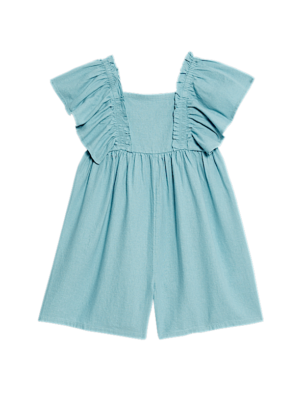 Linen Rich Frill Sleeve Playsuit (2-8 Yrs)