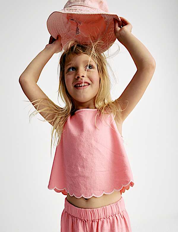 2pc Linen Cotton Crinkle Top and Trousers (2-16 Yrs) - JE