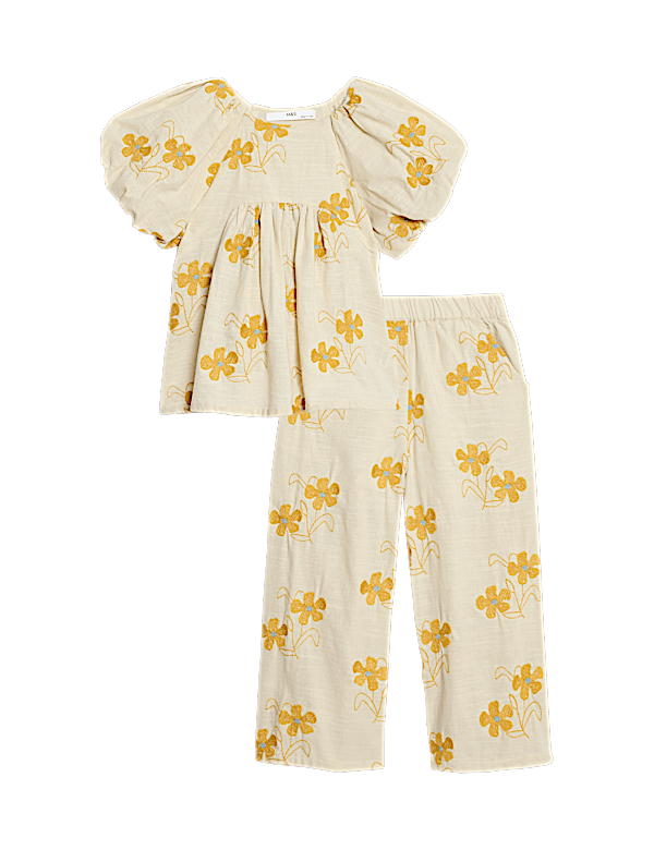 Pure Cotton Floral Woven Outfit (2-8 Yrs)