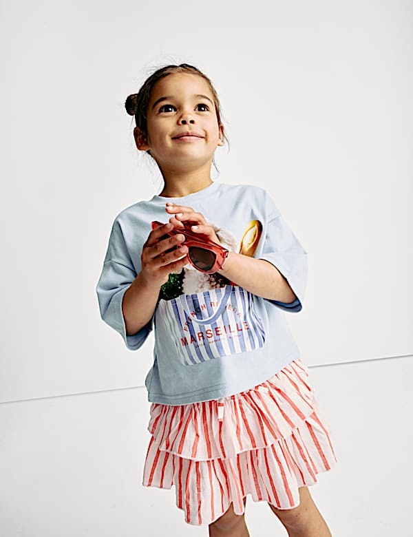 Pure Cotton Striped Rara Skirt (2-8 Yrs) - CN