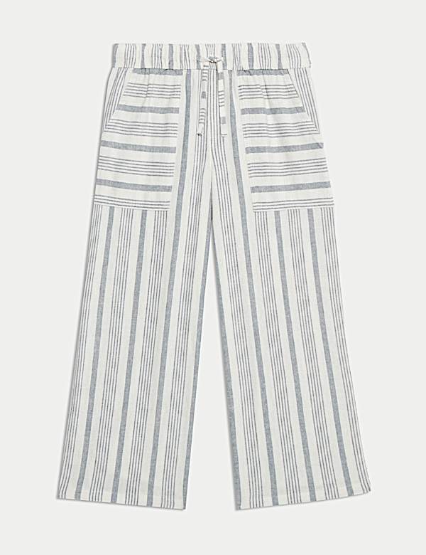 Pantalon en lin &agrave; rayures (du 2&nbsp;au 16&nbsp;ans) - FR