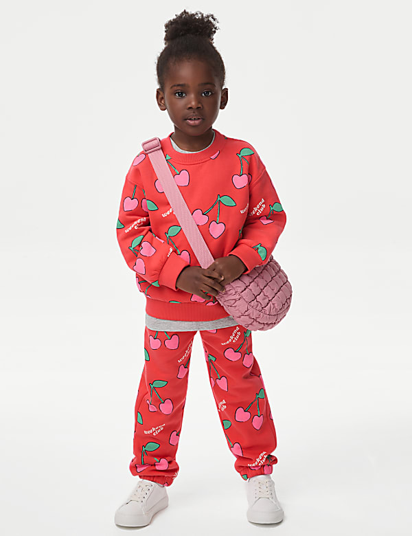 Sweatshirt mit hohem Baumwollanteil und Kirschenmotiv (2&ndash;8 J.) - DE