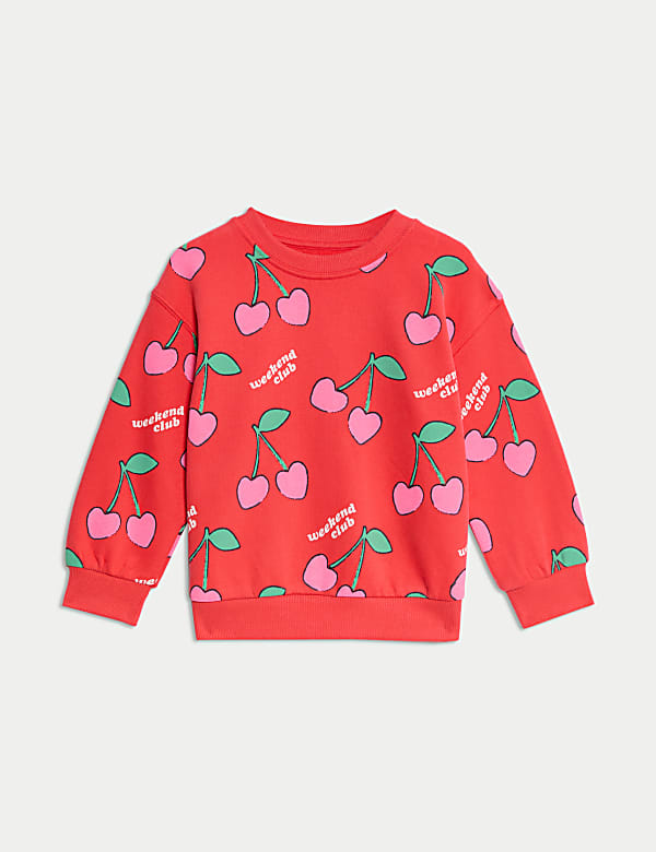 Sweatshirt mit hohem Baumwollanteil und Kirschenmotiv (2&ndash;8 J.) - DE