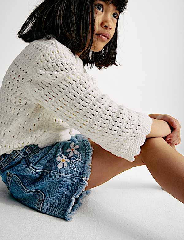 Denim Embroidered Shorts (2-8 Yrs) - IT