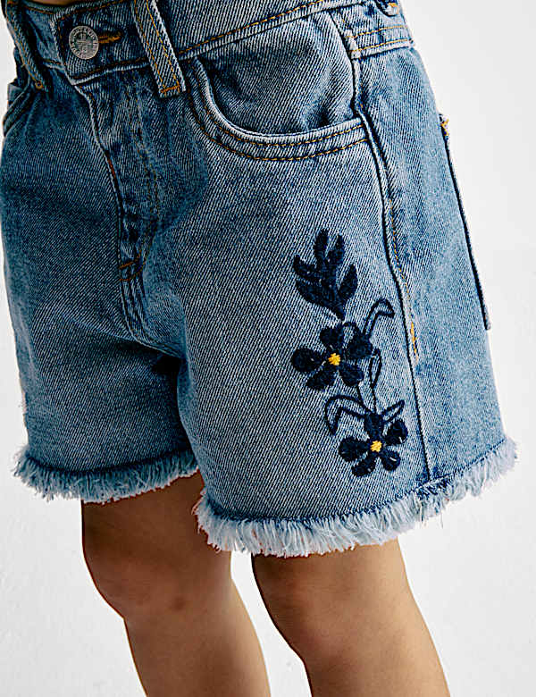 Denim Embroidered Shorts (2-8 Yrs)