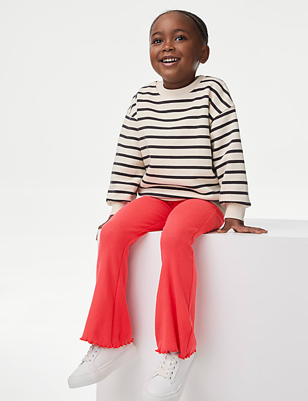 Cotton Rich Ribbed Flared Leggings 2 8 Yrs RED Leggings M S DE