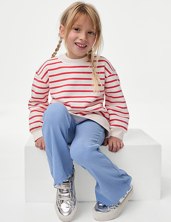 Cotton Rich Ribbed Flared Leggings (2-8 Yrs) - GR