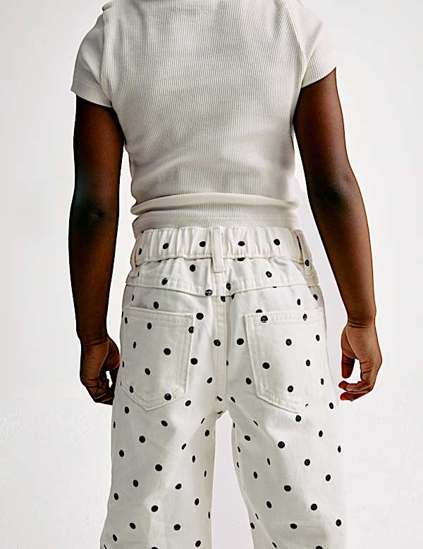 Polka Dot Wide Leg Denim Jeans (2-8 Yrs)