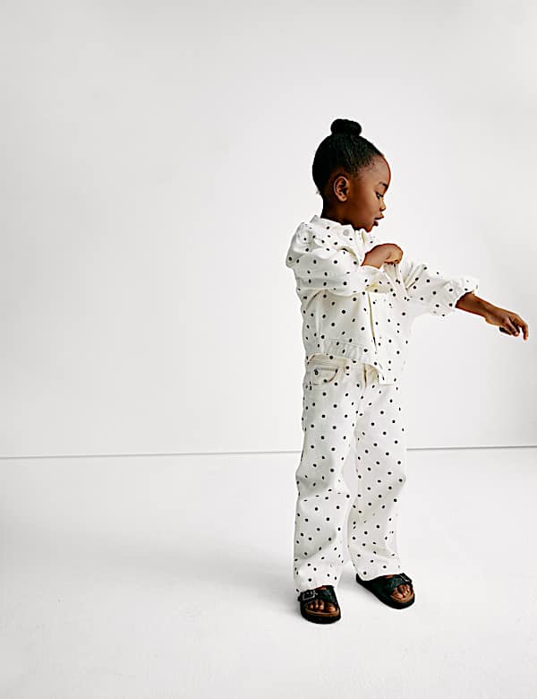 Polka Dot Wide Leg Denim Jeans (2-8 Yrs)