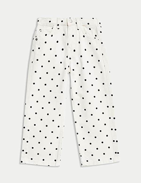 Polka Dot Wide Leg Denim Jeans (2-8 Yrs) - NL