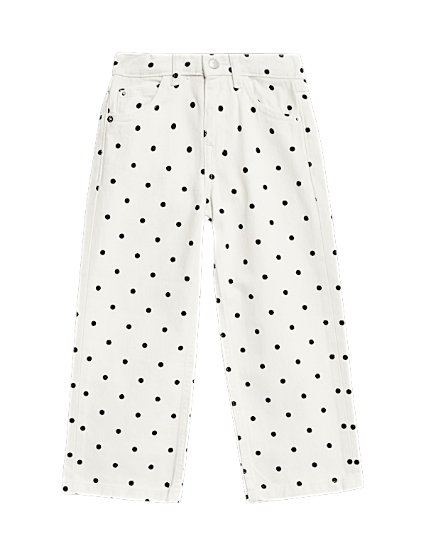 Polka Dot Wide Leg Denim Jeans (2-8 Yrs)