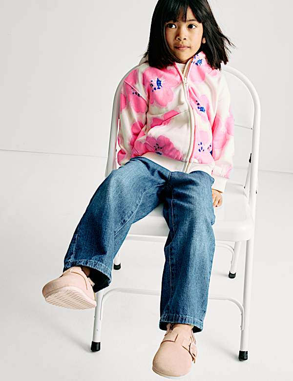 Katoenrijke hoodie met rits en hibiscusprint (2-8 jaar) - NL