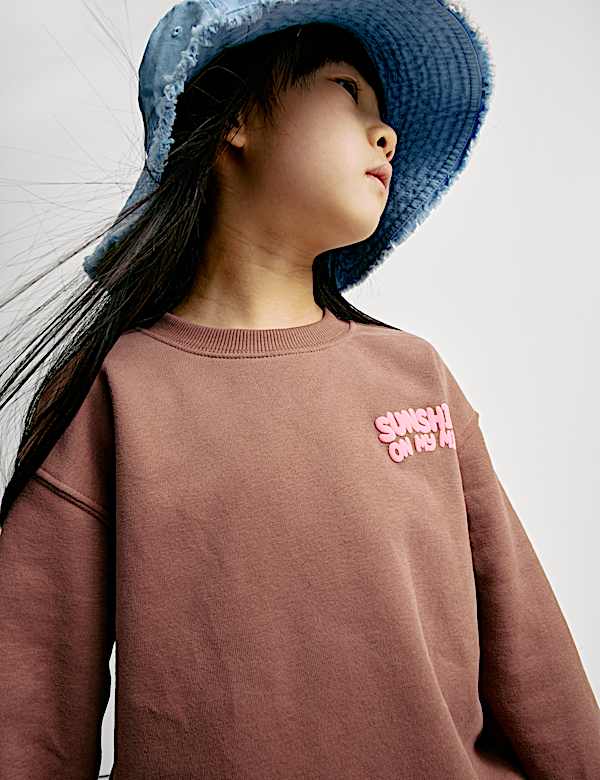 Sweatshirt mit hohem Baumwollanteil und Schriftzug „Sunshine“ (2–8 J.) - DE