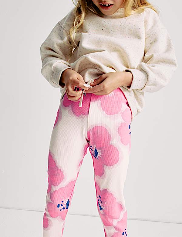 Cotton Rich Floral Leggings (2-8 Yrs) - MV