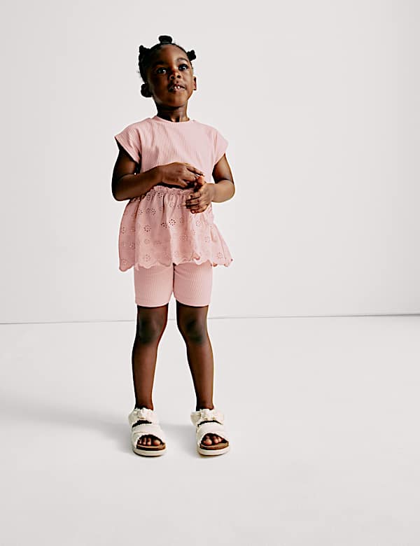 Cotton Rich Top & Cycling Shorts Outfit (1-8 Yrs) - AT