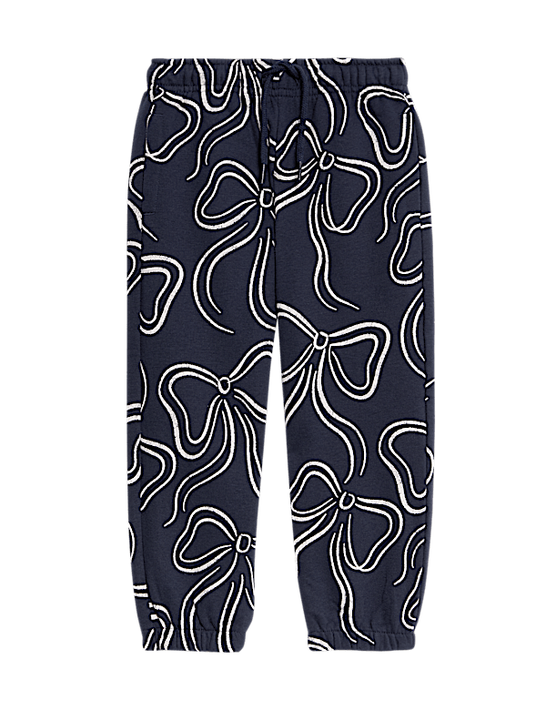 Cotton Rich Bow Print Joggers (2-8 Yrs)