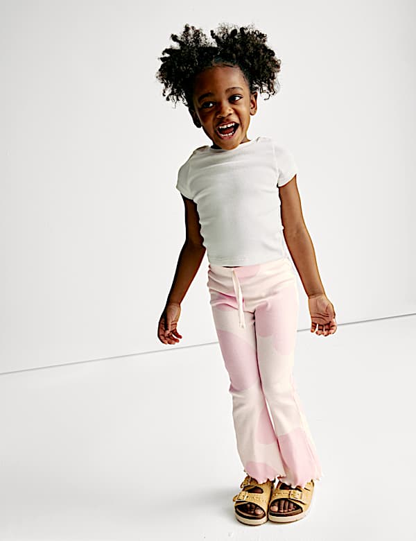 Cotton Rich Heart Print Flared Leggings (2-8 Yrs) - VN