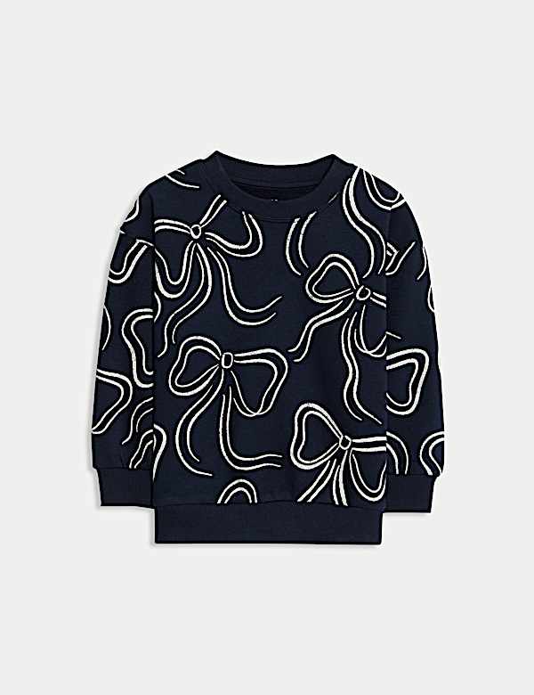 Sweat-shirt en coton avec nœud (du 2 au 8 ans) - LU