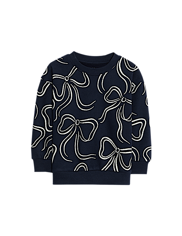 Cotton Rich Bow Print Sweatshirt (2-8 Yrs)