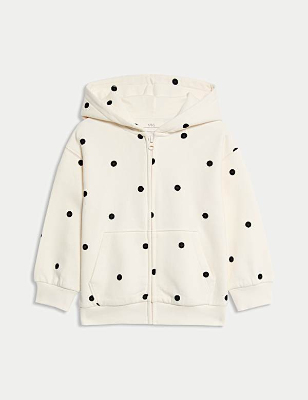 Hoodie mit hohem Baumwollanteil und Punktmuster (2–8 Jahre) - AT