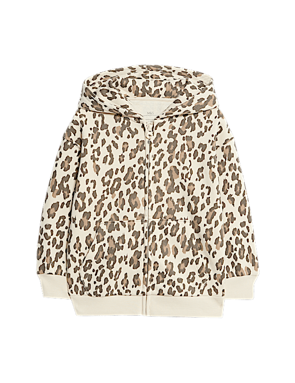 Cotton Rich Leopard Zip Hoodie (2-8 Yrs)
