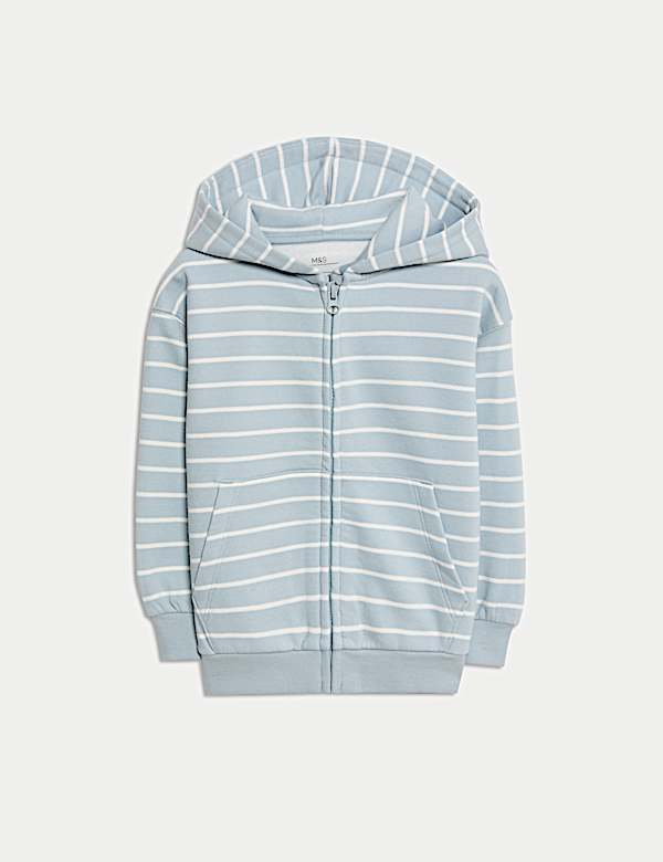 Gestreifter Hoodie mit hohem Baumwollanteil und Reißverschluss (2–8 Jahre)  - AT