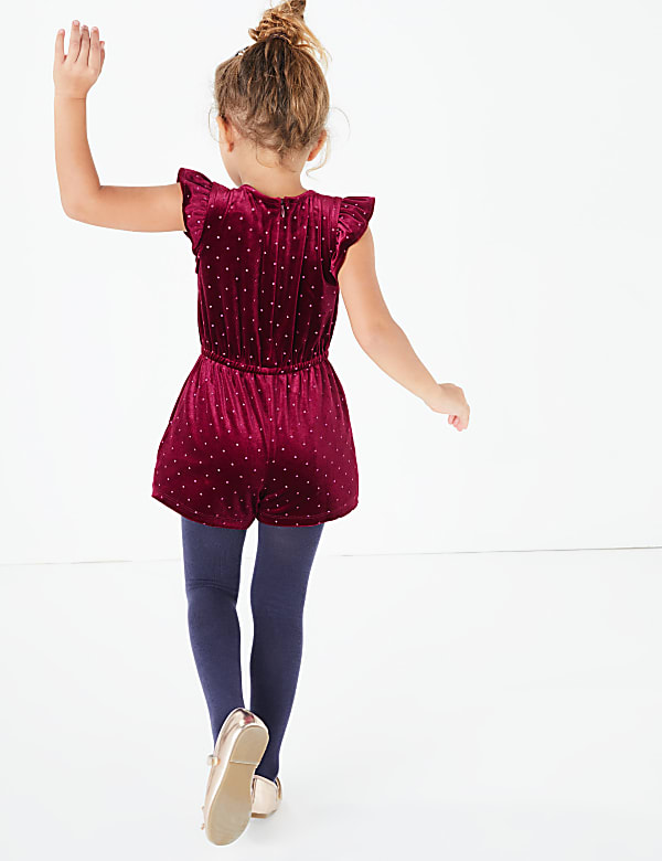 Glitter Spot Print Playsuit & Tights (3 Months - 7 Years)
