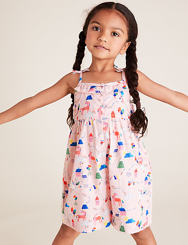 Pure Cotton Unicorn Print Playsuit