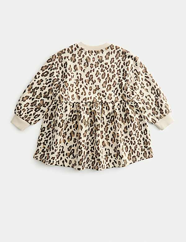Cotton Rich Leopard Print Sweatshirt Dress (2-8 Yrs)