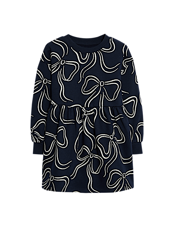 Cotton Rich Bow Print Dress (2-8 Yrs)