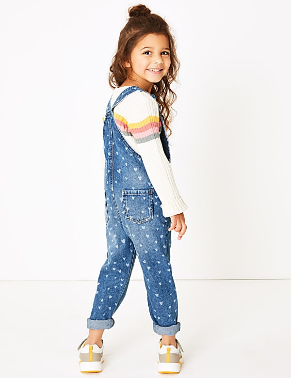 Cotton Lazer Heart Dungarees (2-7 Yrs)