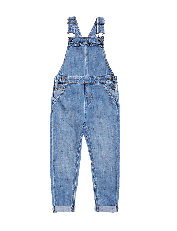 Denim Floral Print Dungarees (2-7 Yrs)