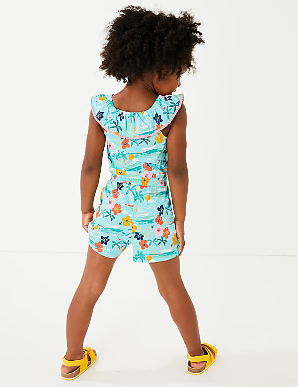 Pure Cotton Hawaiian Print Playsuit (2-7 Yrs)
