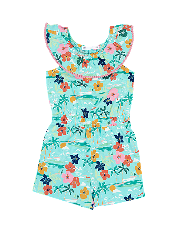 Pure Cotton Hawaiian Print Playsuit (2-7 Yrs)