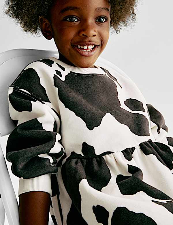 Cotton Rich Cow Print Swing Dress (2-8 Yrs)
